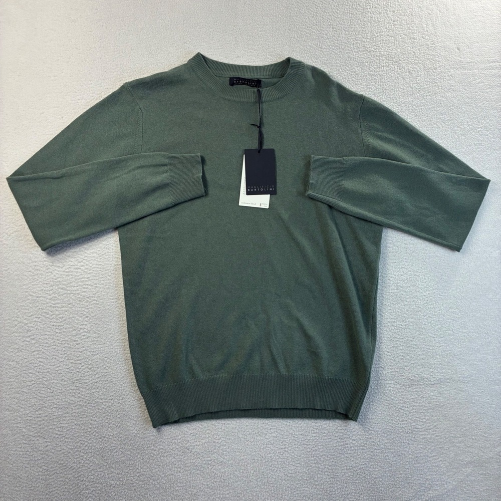 Maglificio Bartolini‎ Cashmere Blend Sweater Men L Green Crewneck Italy Luxe NWT
